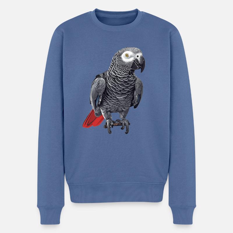 Perroquets gris d’Afrique - Pull Premium bio Homme - bleu pigeon