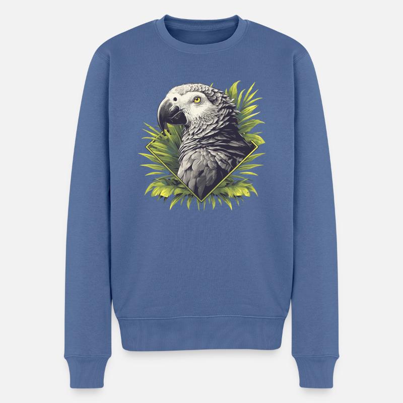 Perroquets gris d’Afrique - Pull Premium bio Homme - bleu pigeon
