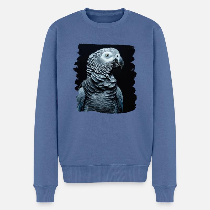 Perroquets gris d’Afrique - Pull Premium bio Homme - bleu pigeon