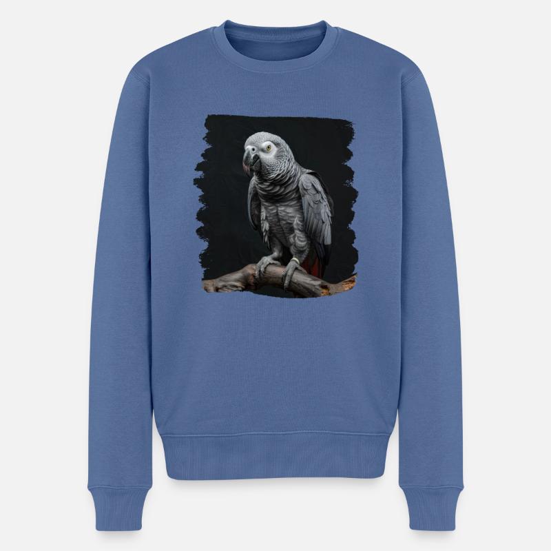 Perroquets gris d’Afrique - Pull Premium bio Homme - bleu pigeon