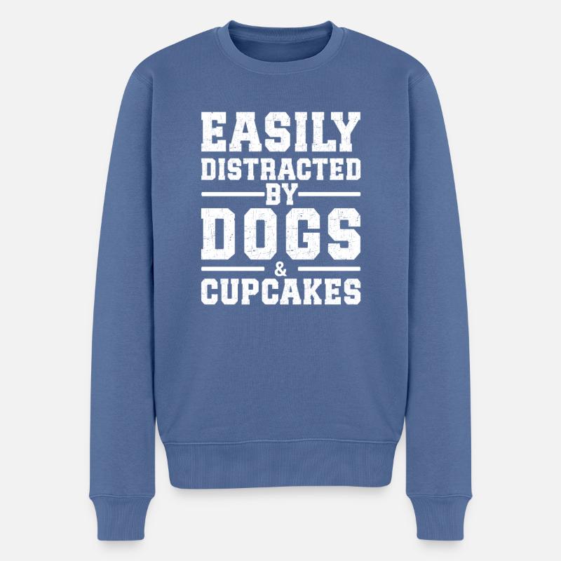 Easily Distracted By Dogs & Cupcakes - Männer Premium Bio Pullover - Taubenblau