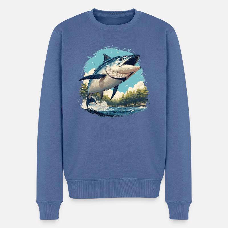 Thon Thunfische Thunfisch - Pull Premium bio Homme - bleu pigeon