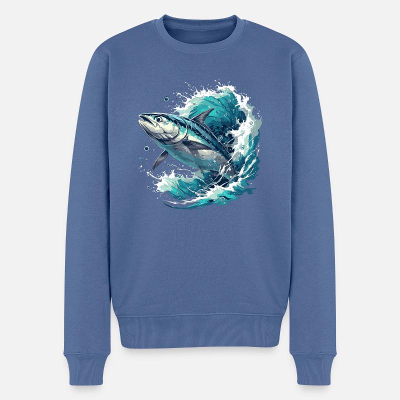 Thon Thunfische Thunfisch - Pull Premium bio Homme - bleu pigeon