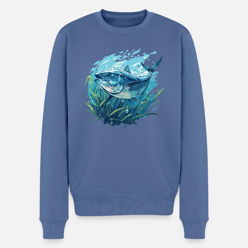 Thon Thunfische Thunfisch - Pull Premium bio Homme - bleu pigeon