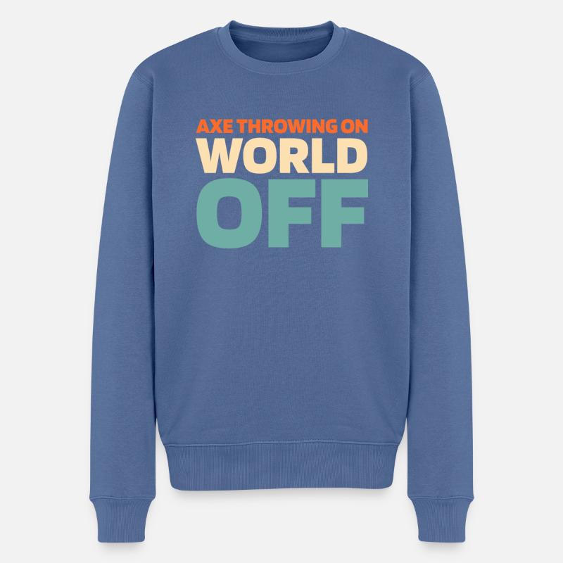 Axtwerfen Axtwerfer Axe Throwing On World Off - Männer Premium Bio Pullover - Taubenblau