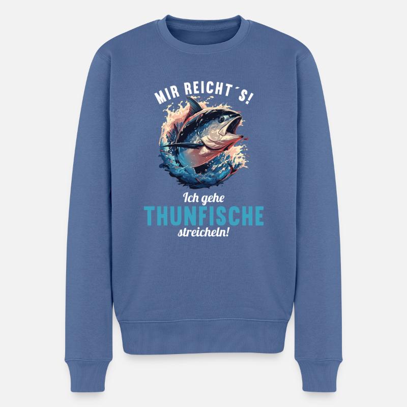 Tuna Thunfische Thunfisch - Männer Premium Bio Pullover - Taubenblau