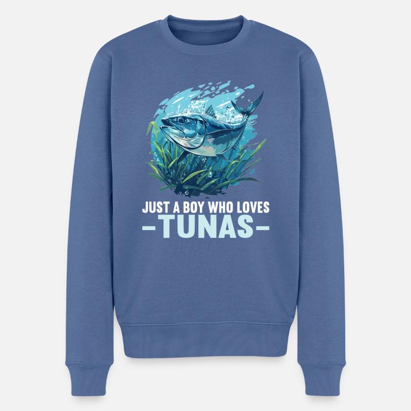 Tuna Thunfische Thunfisch - Männer Premium Bio Pullover - Taubenblau