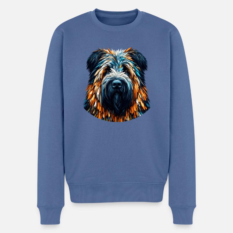 Polygone Art Briard Briards - Pull Premium bio Homme - bleu pigeon