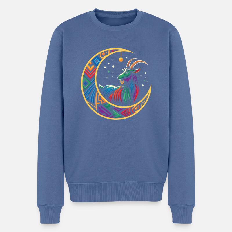 Lune tribale de chèvre - Pull Premium bio Homme - bleu pigeon