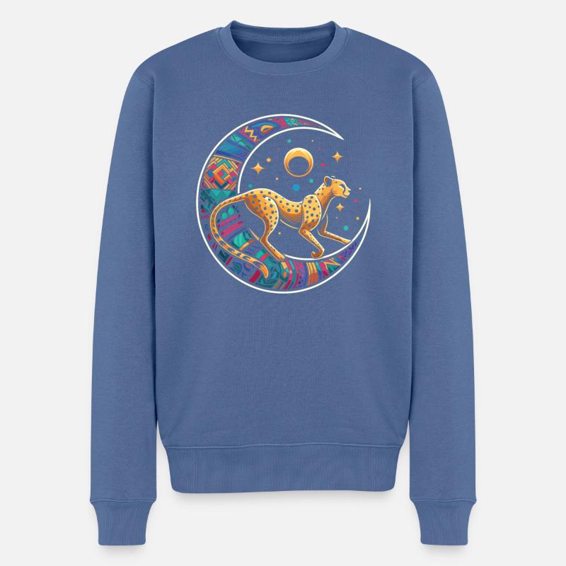 Lune tribale guépard - Pull Premium bio Homme - bleu pigeon