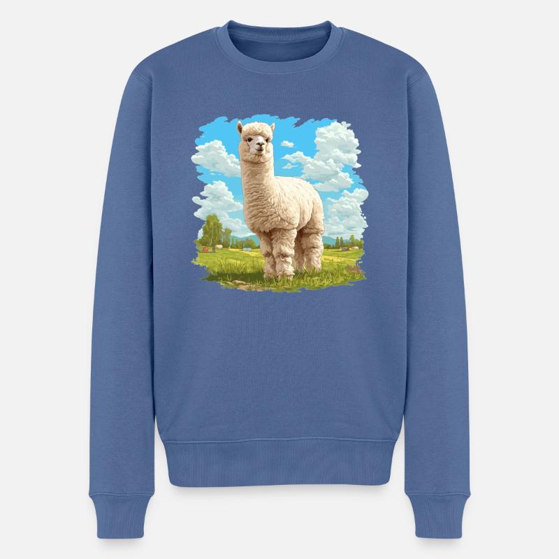 Alpaca Alpakas Alpaka - Männer Premium Bio Pullover - Taubenblau
