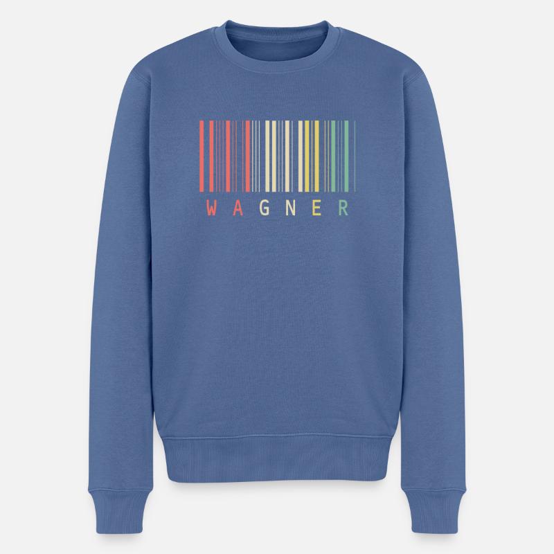 Wagner Unique Barcode Style Name - Männer Premium Bio Pullover - Taubenblau