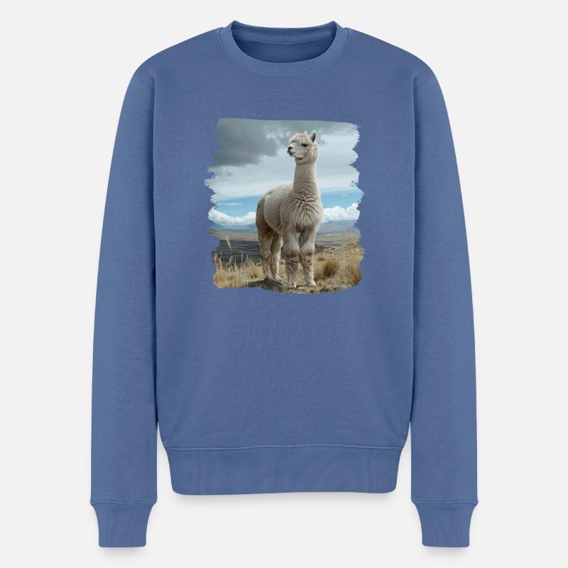 Alpaca Alpakas Alpaka - Männer Premium Bio Pullover - Taubenblau