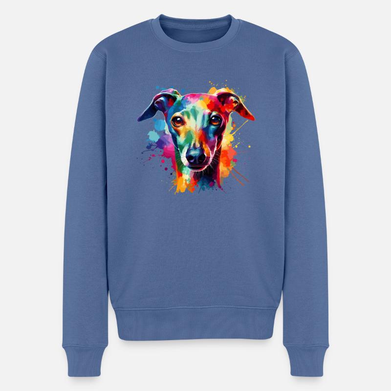 Bunte Splash Art Italienisch Windhund Italienisch - Männer Premium Bio Pullover - Taubenblau