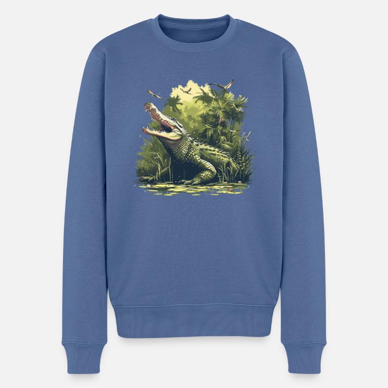 Alligatoren Alligator - Männer Premium Bio Pullover - Taubenblau