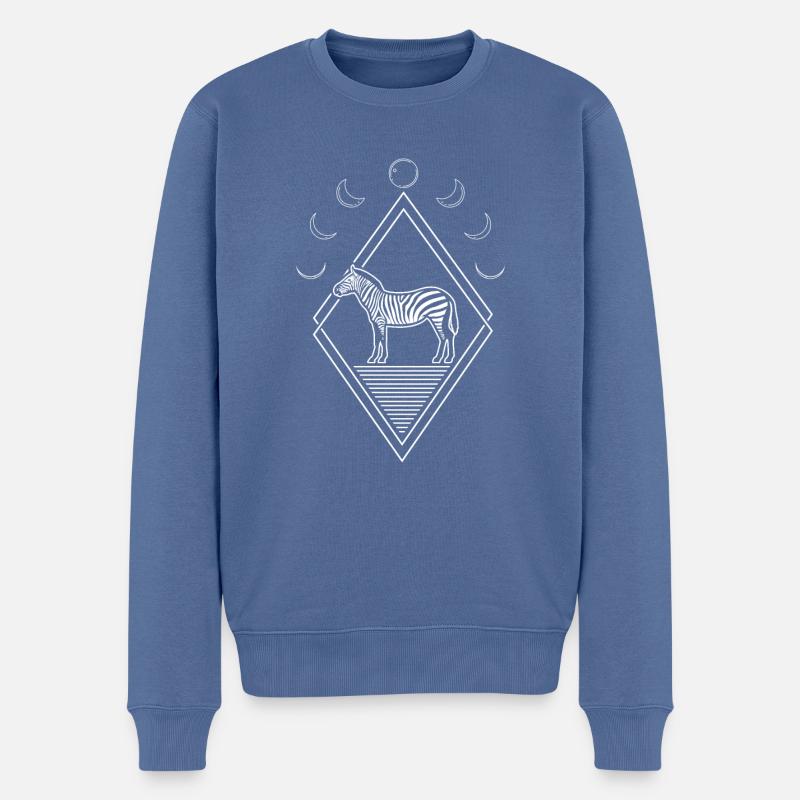 Zebra Moon Phases - Männer Premium Bio Pullover - Taubenblau