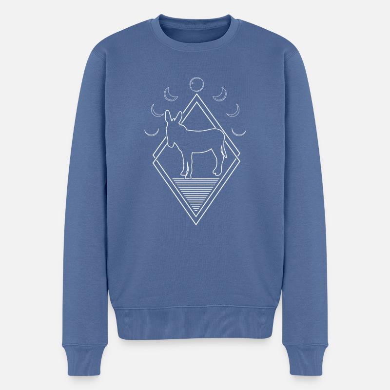 Muli Esel Moon Phases - Männer Premium Bio Pullover - Taubenblau
