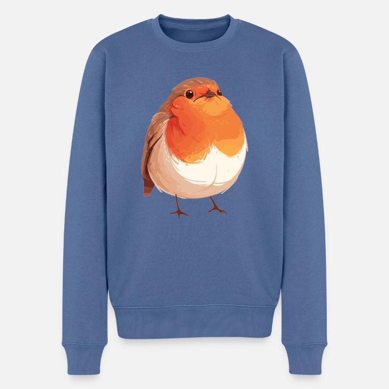 Robin Rotkehlchen - Pull Premium bio Homme - bleu pigeon