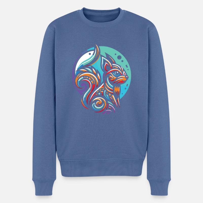 Eichhörnchen Moon Phases - Männer Premium Bio Pullover - Taubenblau