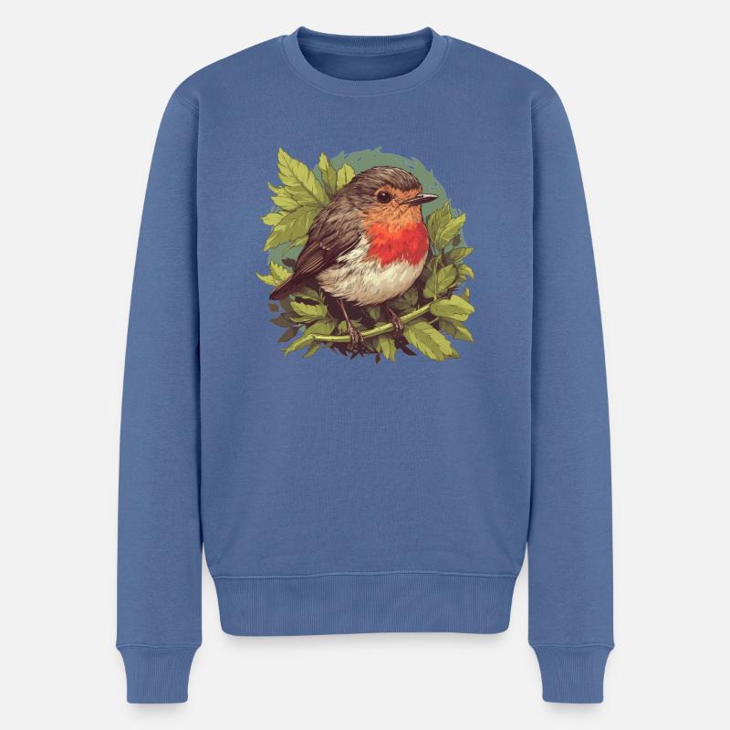 Robin Rotkehlchen - Pull Premium bio Homme - bleu pigeon