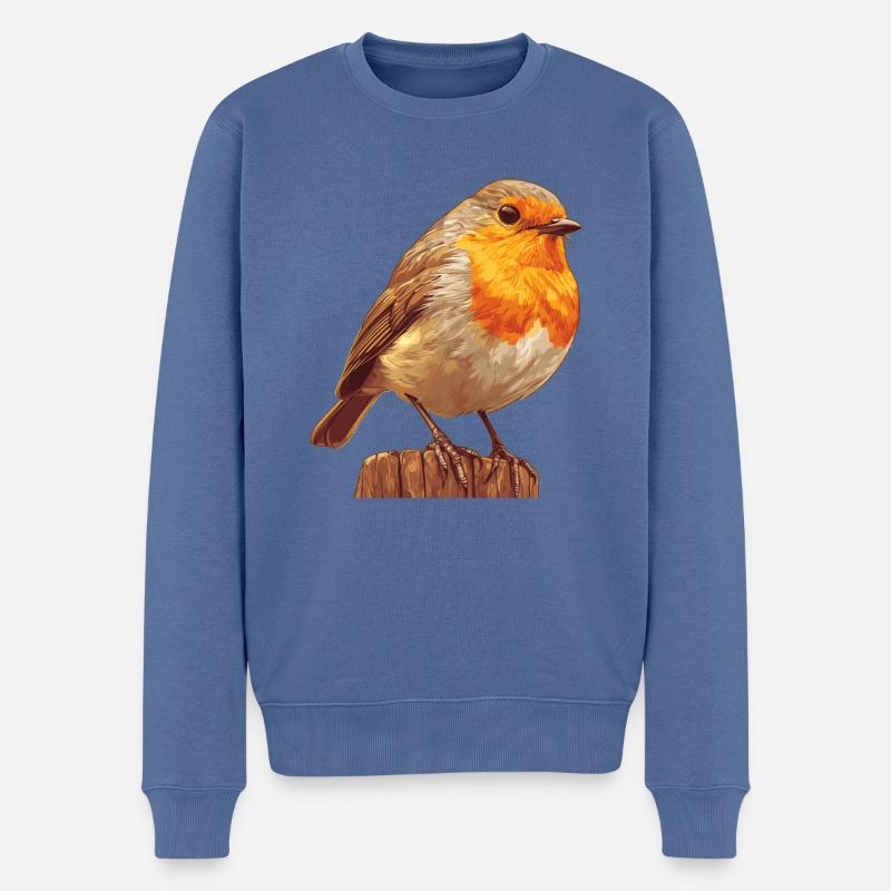 Robin Rotkehlchen - Pull Premium bio Homme - bleu pigeon