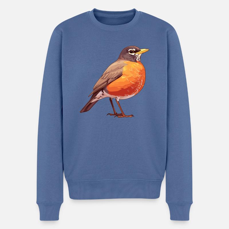 Robin Rotkehlchen - Pull Premium bio Homme - bleu pigeon