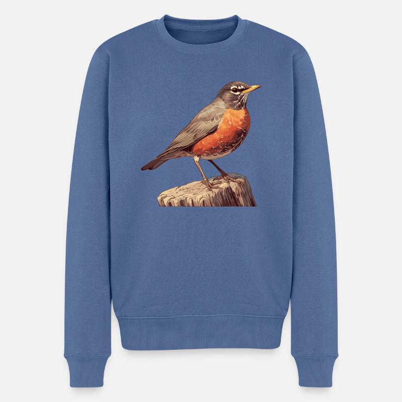 Robin Rotkehlchen - Pull Premium bio Homme - bleu pigeon