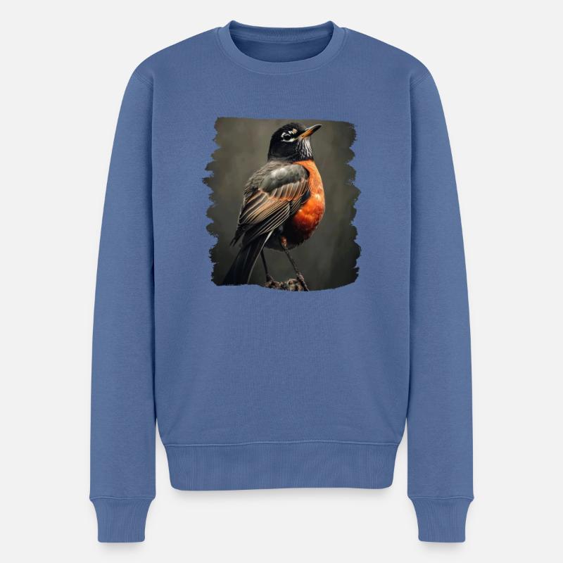 Robin Rotkehlchen - Männer Premium Bio Pullover - Taubenblau