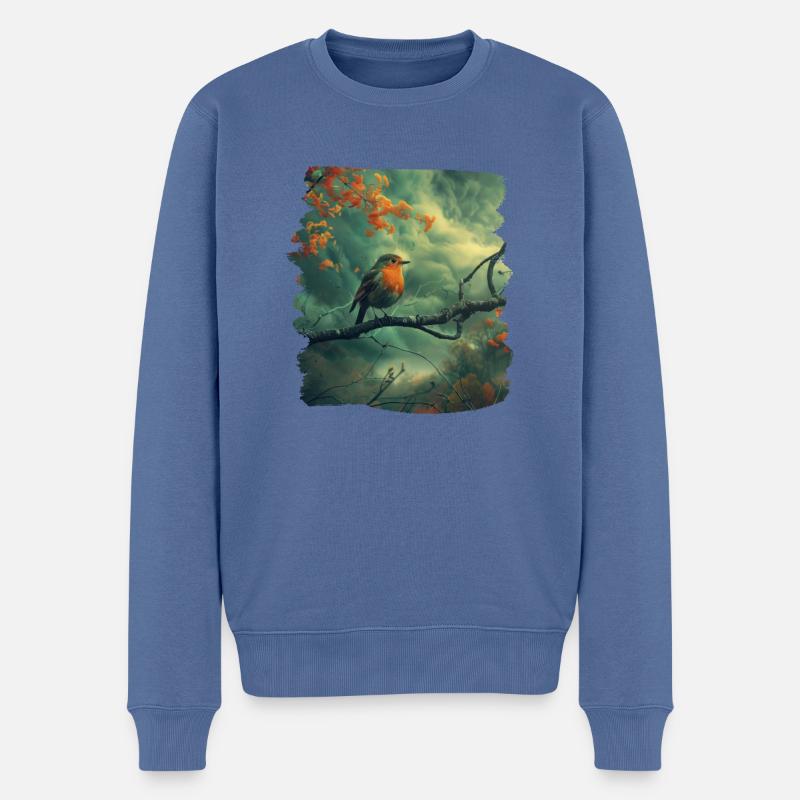 Robin Rotkehlchen - Männer Premium Bio Pullover - Taubenblau