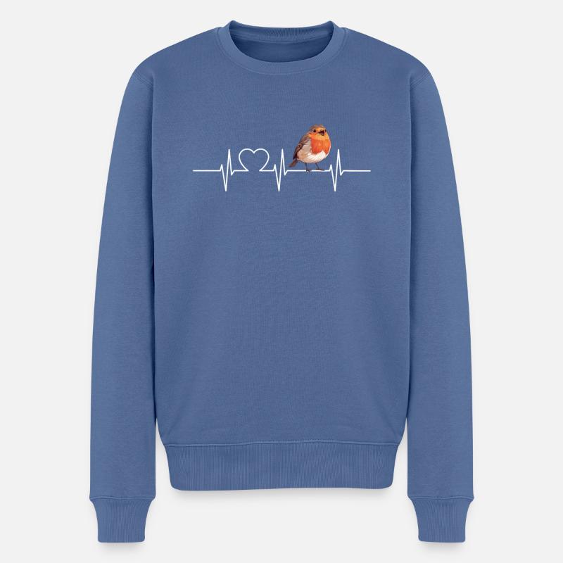 Robin Rotkehlchen - Pull Premium bio Homme - bleu pigeon