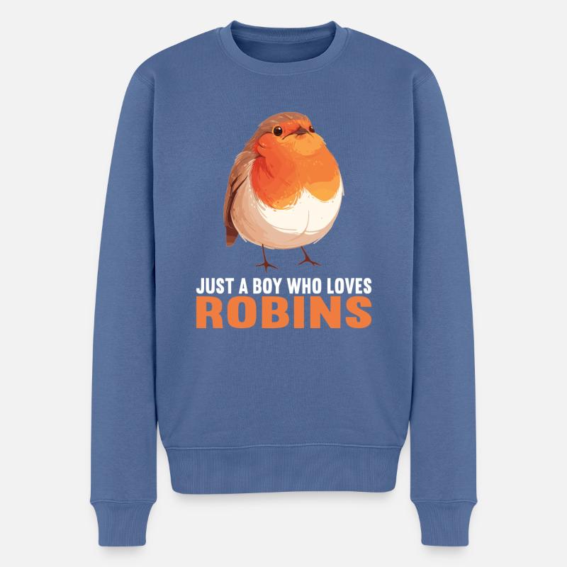 Robin Rotkehlchen - Männer Premium Bio Pullover - Taubenblau