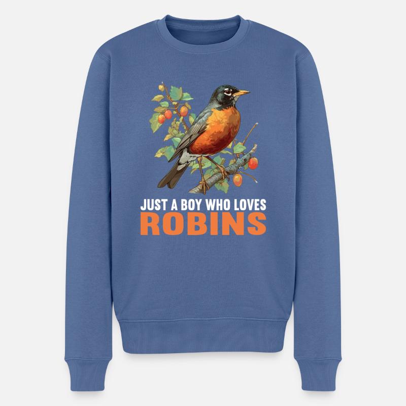 Robin Rotkehlchen - Pull Premium bio Homme - bleu pigeon