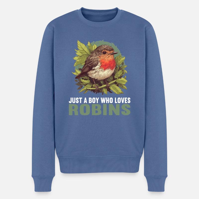 Robin Rotkehlchen - Männer Premium Bio Pullover - Taubenblau