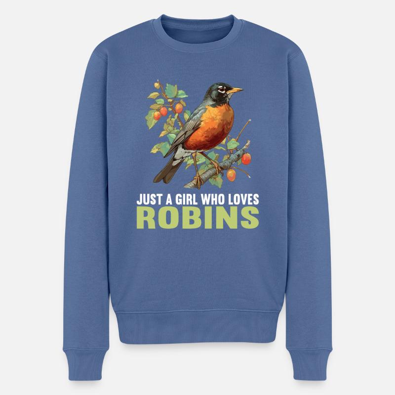 Robin Rotkehlchen - Männer Premium Bio Pullover - Taubenblau