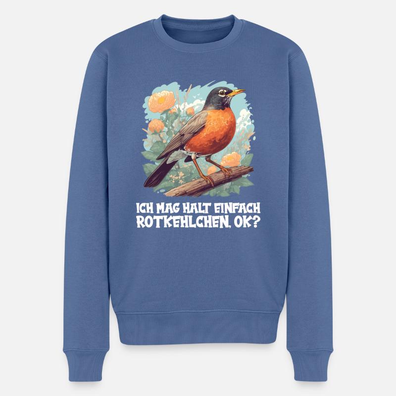 Robin Rotkehlchen - Pull Premium bio Homme - bleu pigeon