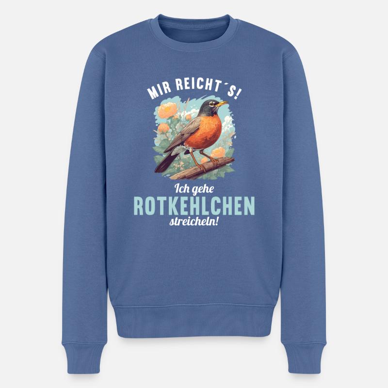 Robin Rotkehlchen - Pull Premium bio Homme - bleu pigeon