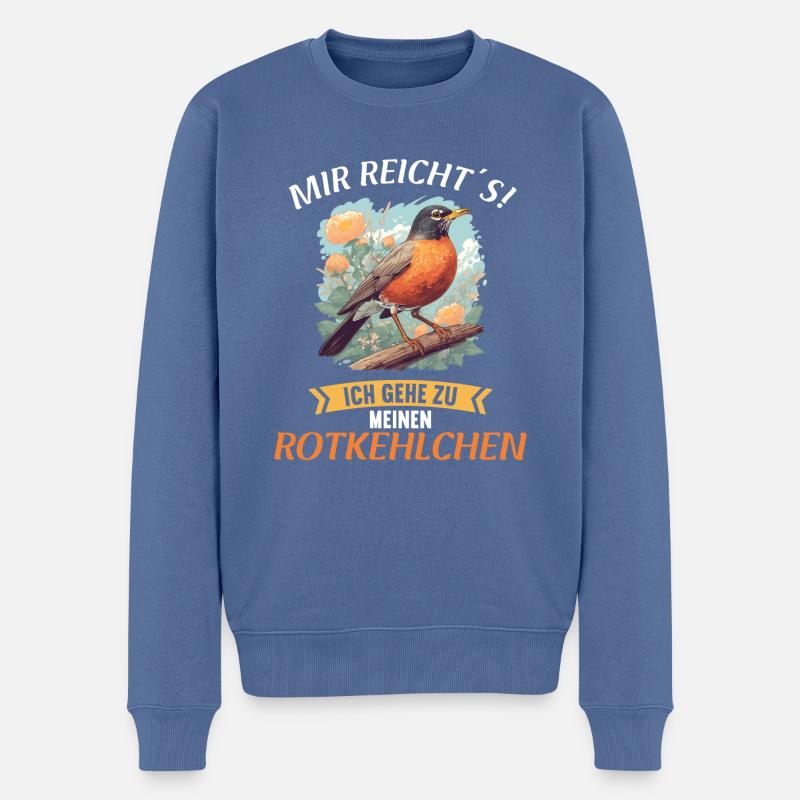 Robin Rotkehlchen - Männer Premium Bio Pullover - Taubenblau