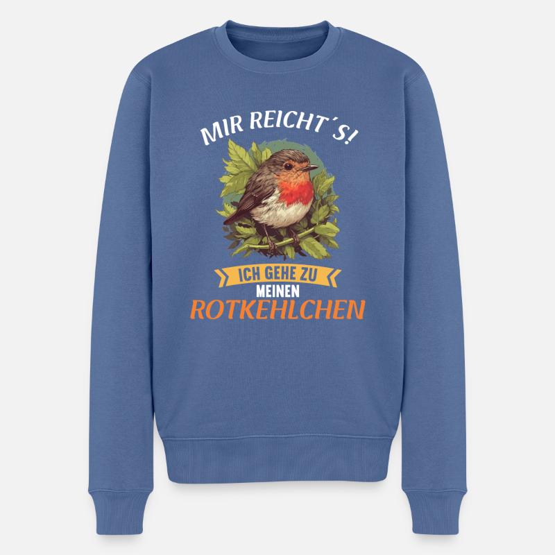 Robin Rotkehlchen - Männer Premium Bio Pullover - Taubenblau