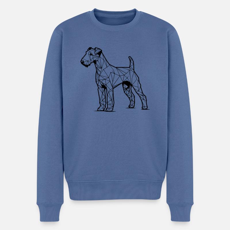 Geometrische Strichkunst Airedale Terrier Bingley - Männer Premium Bio Pullover - Taubenblau