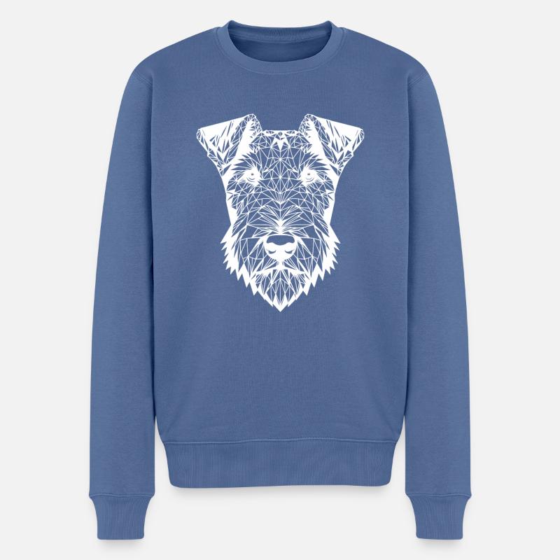 Geometrische Strichkunst Airedale Terrier Bingley - Männer Premium Bio Pullover - Taubenblau