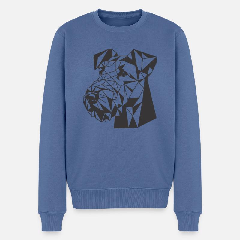 Geometrische Strichkunst Airedale Terrier Bingley - Männer Premium Bio Pullover - Taubenblau