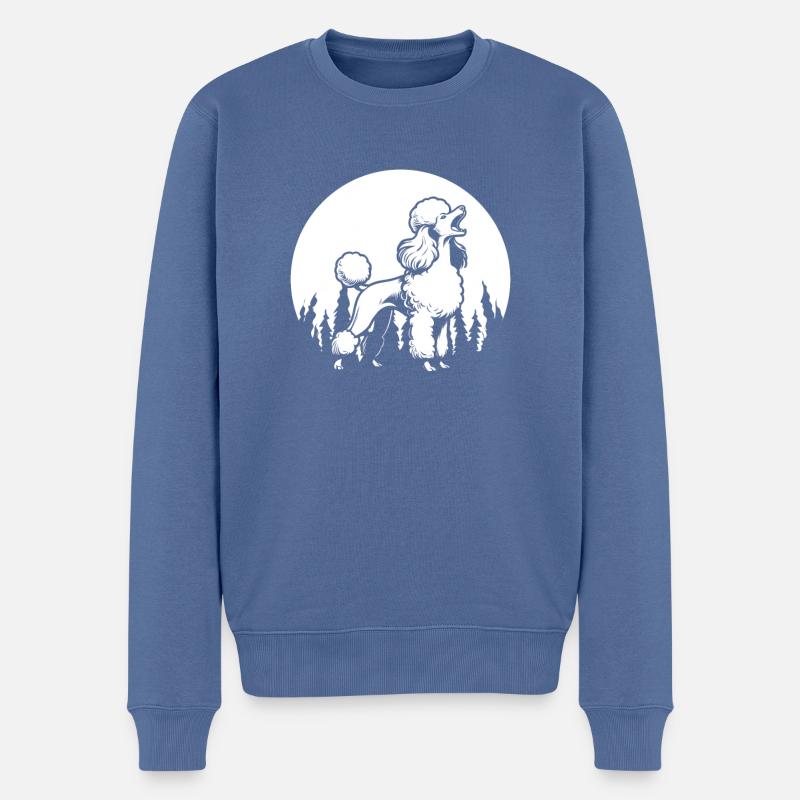Pudel Moon Howling - Männer Premium Bio Pullover - Taubenblau