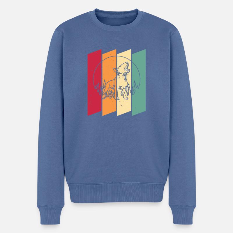 Bull Terrier Hurlement de lune - Pull Premium bio Homme - bleu pigeon