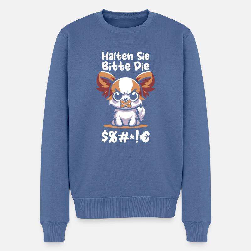 Papillon Halten Sie Bitte Die Fresse - Männer Premium Bio Pullover - Taubenblau