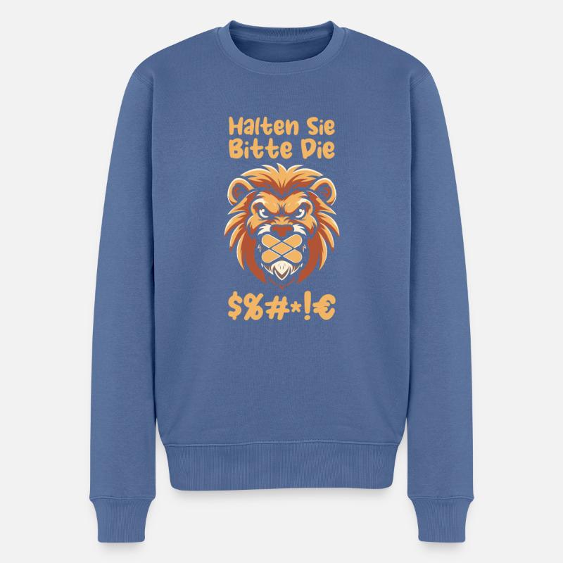 Lion, s’il te plaît, tais-toi - Pull Premium bio Homme - bleu pigeon