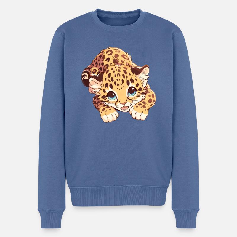 Leoparden Leopard - Männer Premium Bio Pullover - Taubenblau