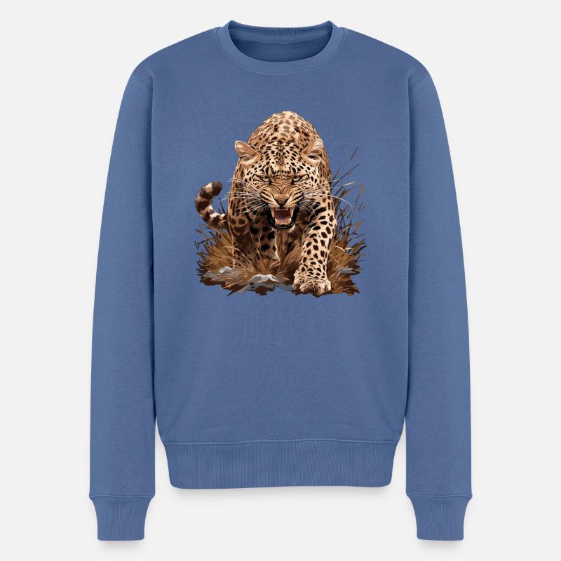 Leoparden Leopard - Männer Premium Bio Pullover - Taubenblau