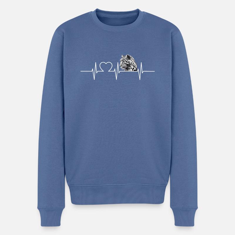 Léopard léopard - Pull Premium bio Homme - bleu pigeon