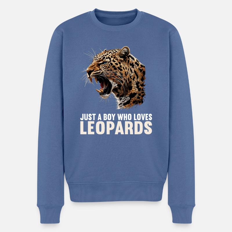 Leoparden Leopard - Männer Premium Bio Pullover - Taubenblau