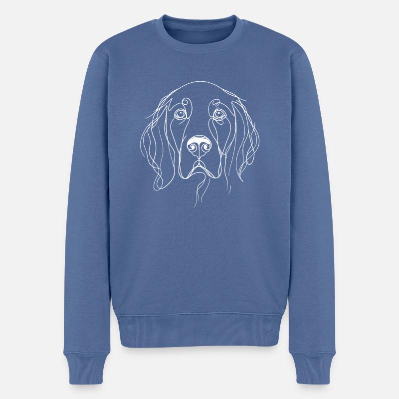 Line Art English Setter Setters - Männer Premium Bio Pullover - Taubenblau